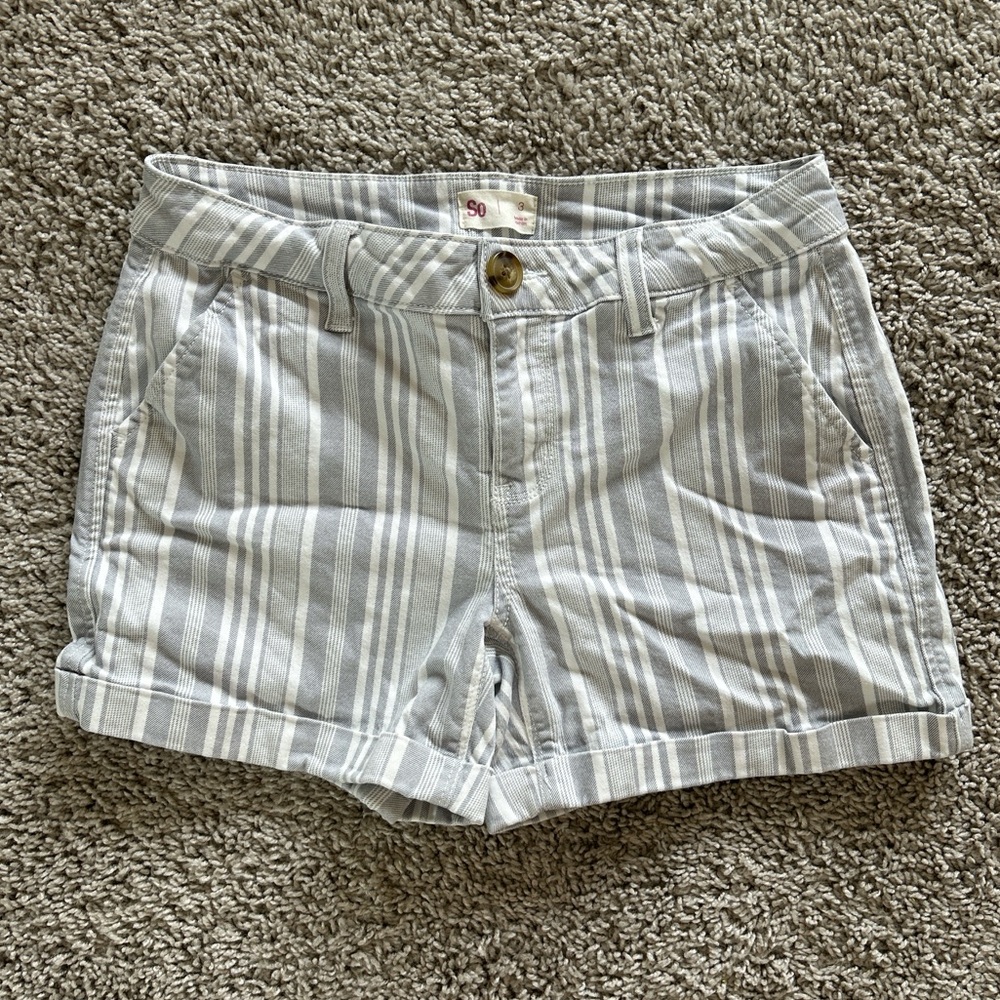 SO Light Gray Striped Women's Shorts